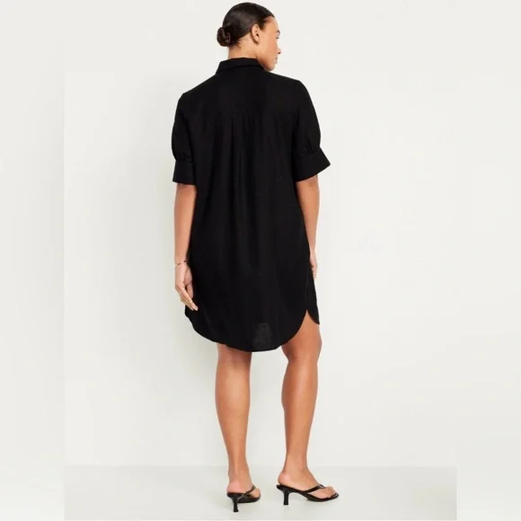 NWT! Black Linen-Blend Shirt Dress - Multiple Sizes💛 - Picture 5 of 10